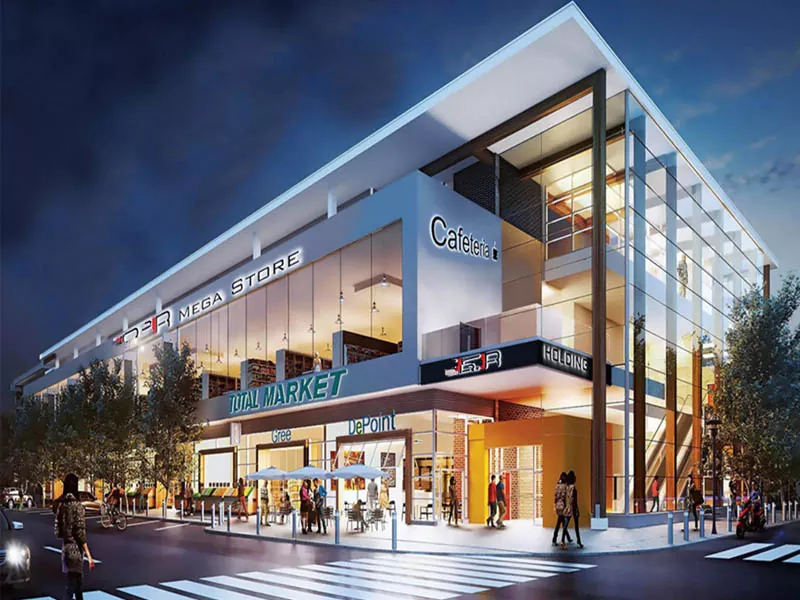 Centro commerciale in telaio in acciaio